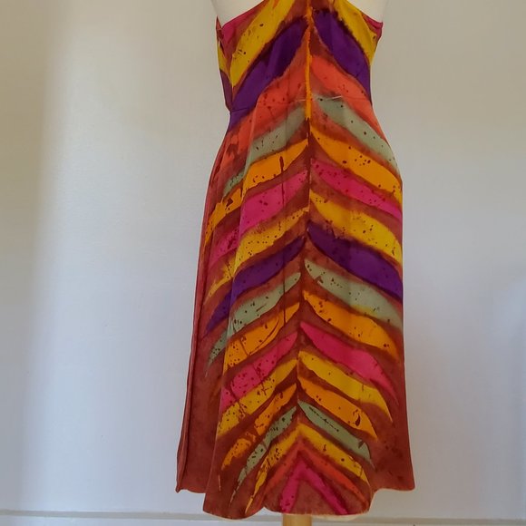 Silk Short Dress african batik purple yellow gold pink red blue rainbow festival - Picture 3 of 9